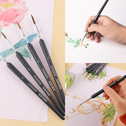 Ziyouzhe - pinceles de pintura con punta fina, pinceles de pintura en miniatura profesionales, mini kit de pinceles para pintura de acuarela, KEEPLIVINGFASTER