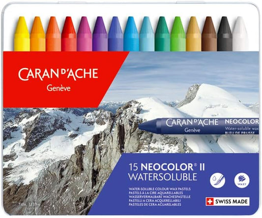 Caran d 'Ache Classic Neocolor II, juego de pasteles solubles en agua, 15 colores