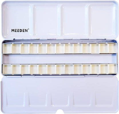 MEEDEN Caja de lata vacía de acuarela, caja de pintura de paleta, lata mediana con 26 piezas de medias bandejas KEEPLIVINGFASTER
