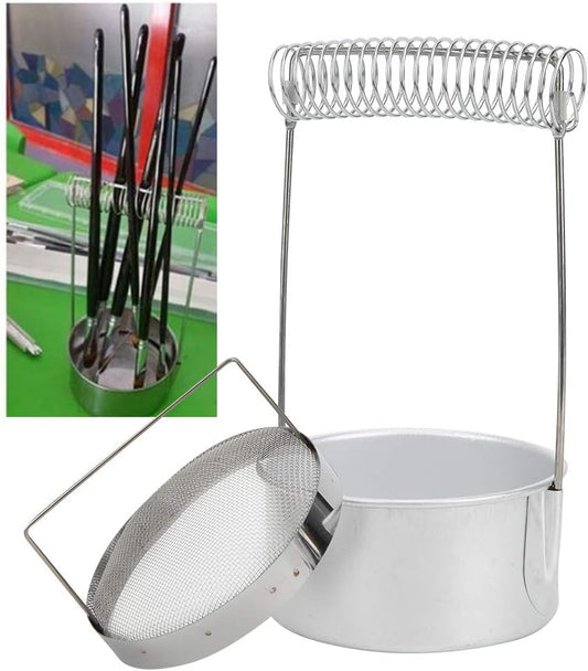 Limpiador de pinceles, arandela de cepillo de aluminio, olla de lavado con asa, filtro de pantalla, limpiador de brochas, herramientas de pintura para pintura al óleo y acuarela