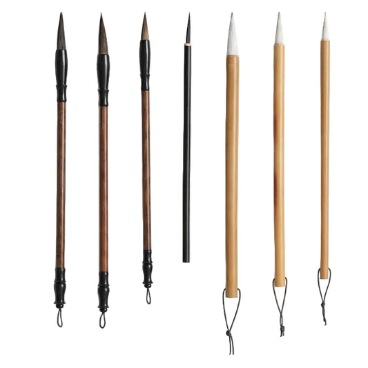 Juego de 7 pinceles de pintura de escritura tradicional, juego de pinceles de caligrafía china, pincel de dibujo de líneas de pájaro, pinceles de tinta de acuarela para principiantes, artistas