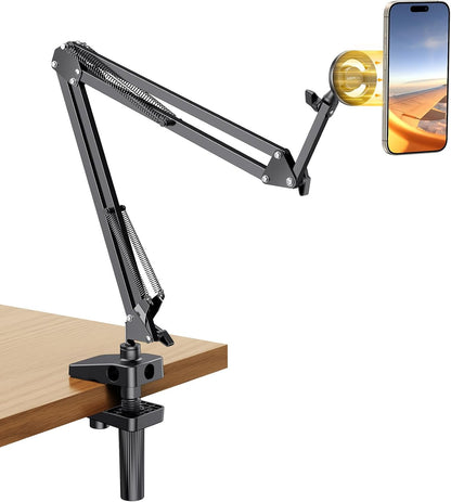 Soporte magnético de escritorio para teléfono para cama Magsafe mejorado cuello de cisne resistente compatible con iPhone 17 Air 16 15 14 13 12 Pro Max, soporte superior para teléfono celular