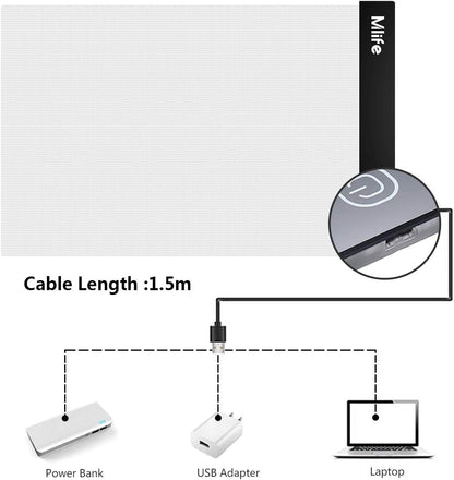 LED A4 – Caja de luz de arte de diamante con 3 brillo, ideal para dibujar, animación, caja de luz de dibujo con 4 clips