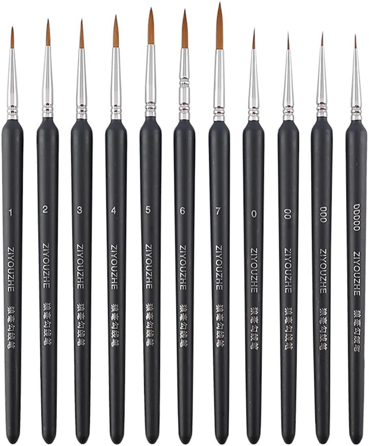 Ziyouzhe - pinceles de pintura con punta fina, pinceles de pintura en miniatura profesionales, mini kit de pinceles para pintura de acuarela, KEEPLIVINGFASTER