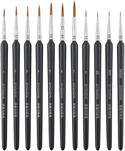 Ziyouzhe - pinceles de pintura con punta fina, pinceles de pintura en miniatura profesionales, mini kit de pinceles para pintura de acuarela, KEEPLIVINGFASTER
