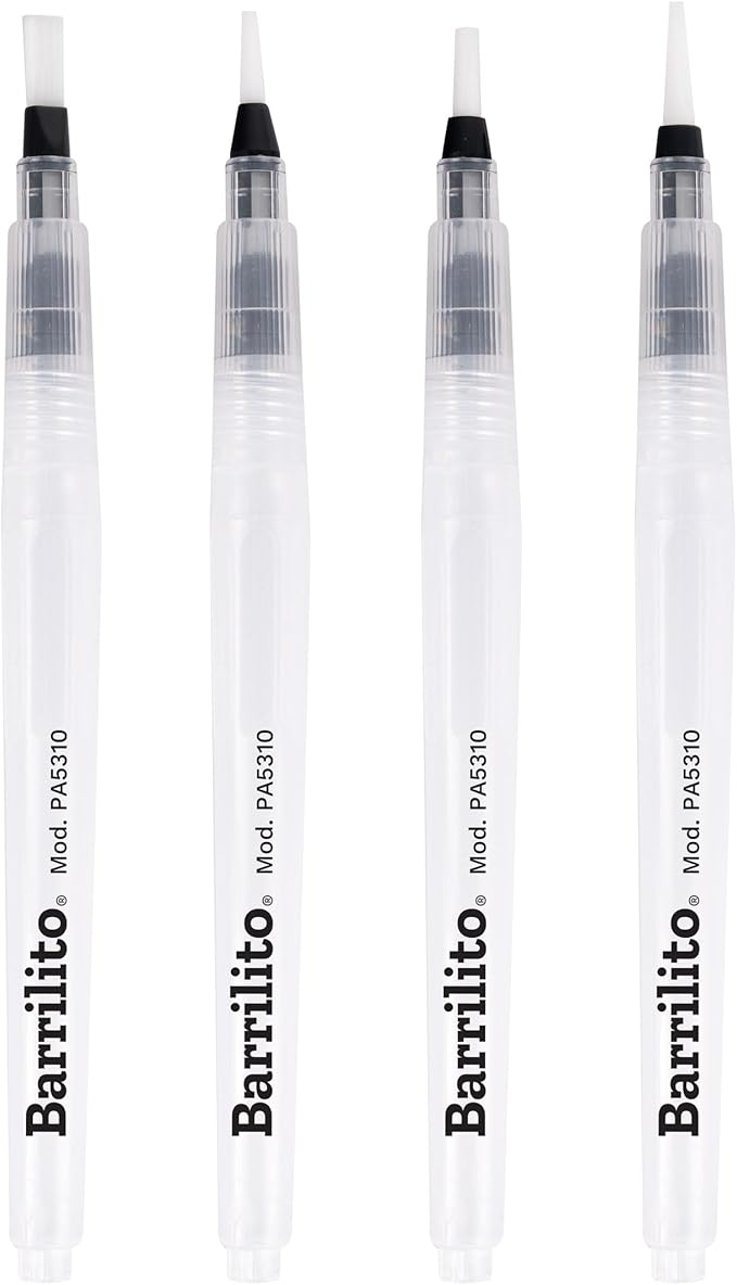 Barrilito Pinceles con depósito de agua, 4 pinceles, para acuarela, diferentes puntas. PA5310