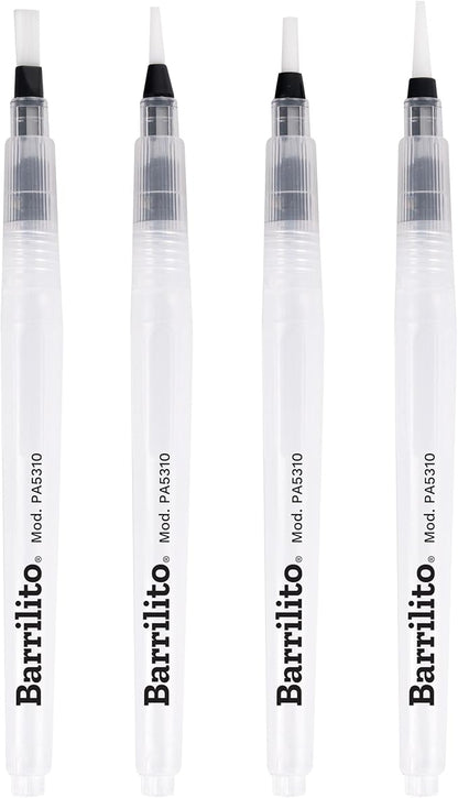 Barrilito Pinceles con depósito de agua, 4 pinceles, para acuarela, diferentes puntas. PA5310