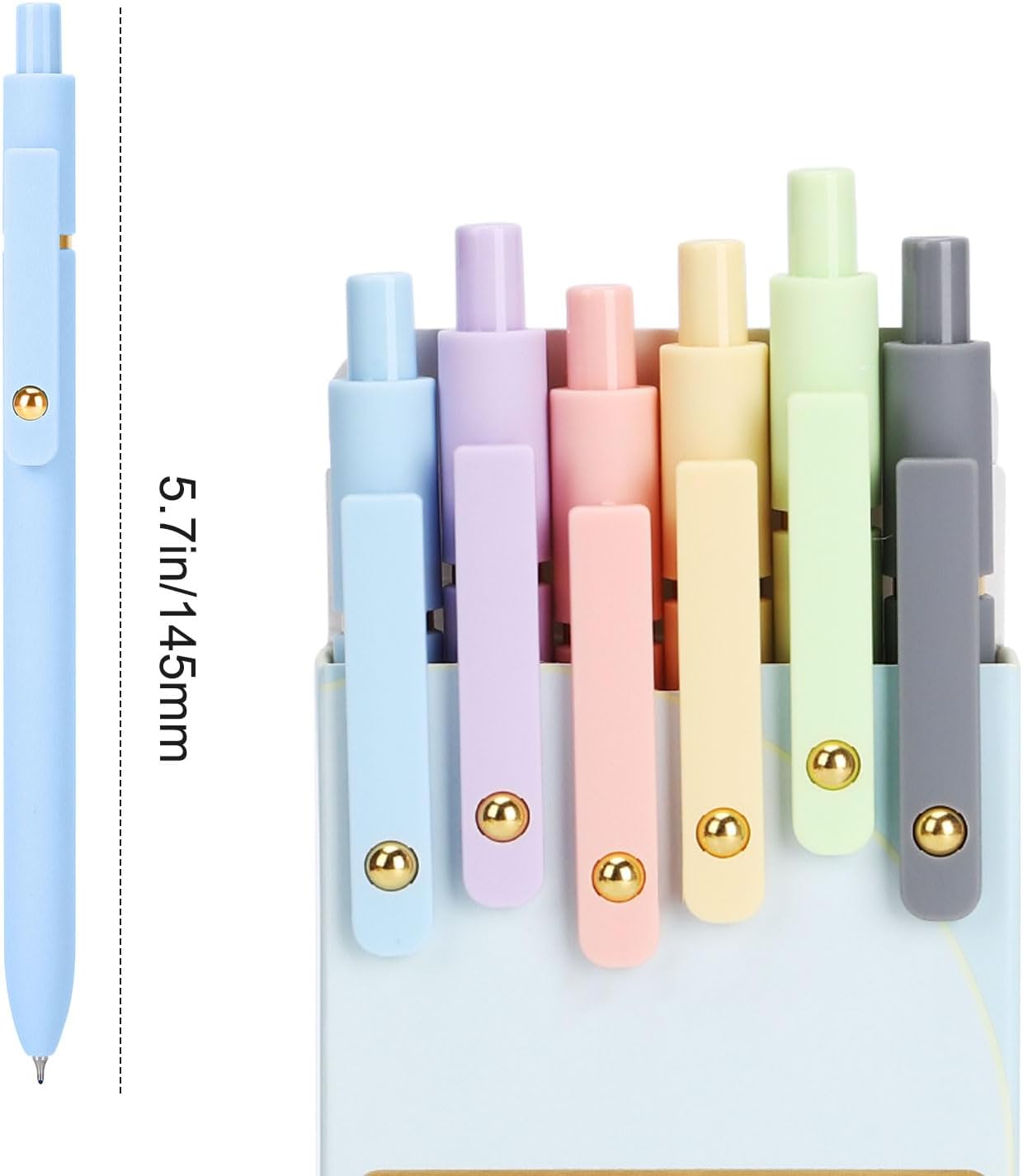 Bolígrafos de gel coloridos, 6 bolígrafos multicolores de 0.028 in, suministros de escritura suave para tomar notas, bonitos suministros estéticos para la escuela de oficina (6 unidades
