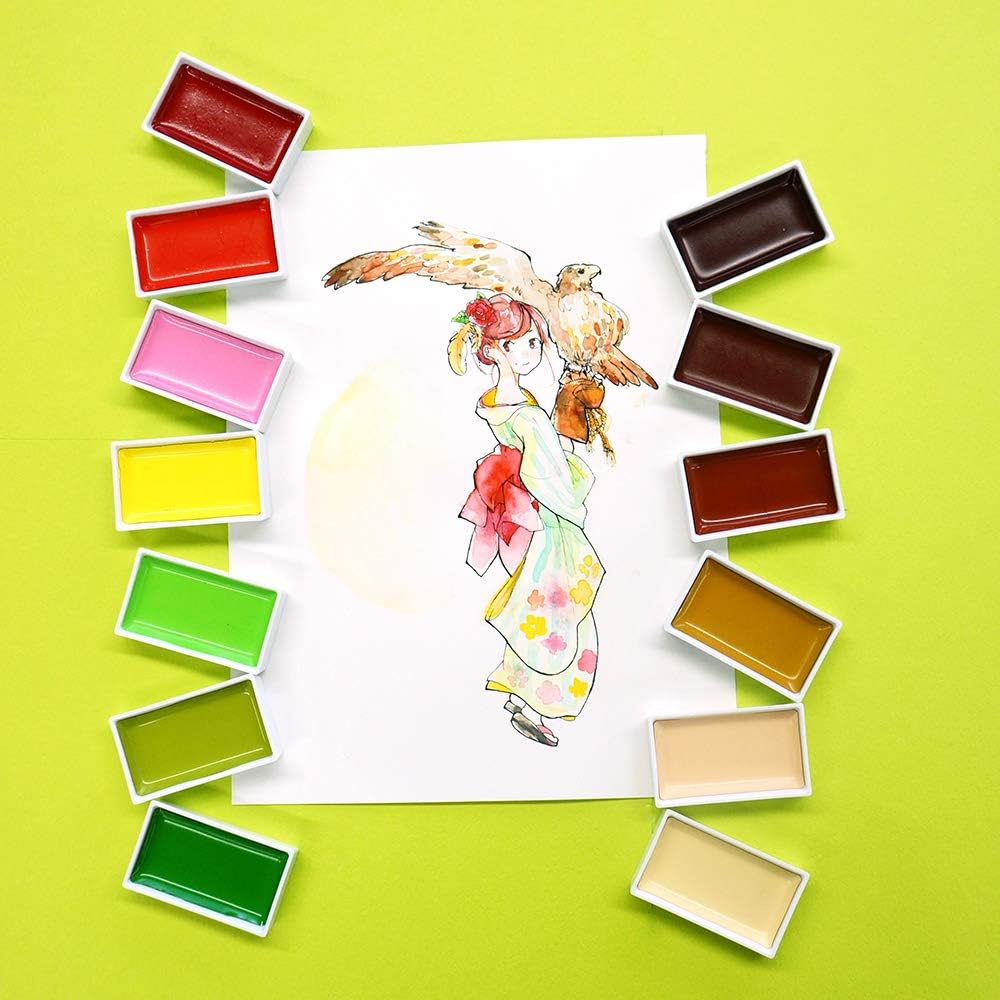 Kuretake Gansai Tambi - Juego de 48 colores de acuarela, calidad profesional para artistas y artesanos, para adultos, certificado AP, fabricado en Japón Kuretake Gansai Tambi