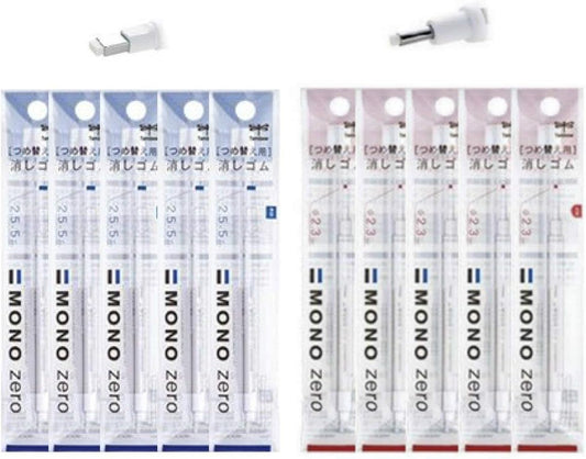 Tombow Borrador estilo bolígrafo mono Zero  (20 repuestos, punta redonda de 0.091 in y rectángulo de 0.098 in)