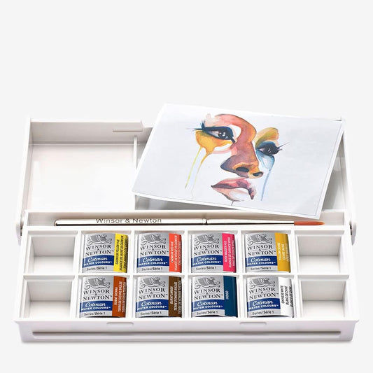 Winsor & Newton - Cotman - Juego de acuarelas, 8 medias pastillas para retrato