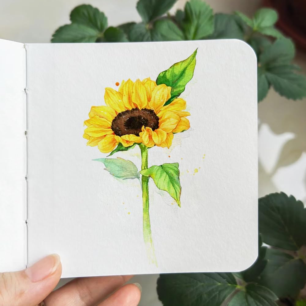 mini cuadernos de dibujo de acuarela de 3.9 x 3.9 pulgadas, 300 GSM, cuaderno de pintura cuadrado portátil, 60 pgs (30 hojas delanteras y traseras 2 texturas), papeles de dibujo, almohadillas de papel para artistas,
