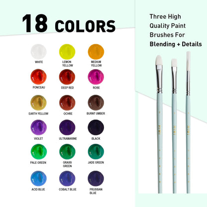 HIMI Gouache. Juego de pinturas de 18 colores (1 onza/pieza), diseño único de cápsula de goma, pinturas no tóxicas para artistas, pintores de hobby y niños, ideal para pintura en lienzo, para regalo novedoso.