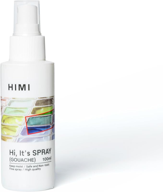 HIMI Spray de Humectación para Gouache 100ml (3.38 oz), Spray Hidratante para Paleta de Pintura Gouache, Reactiva Pigmentos Secos, Suministros de Arte Profesionales y Regalo para Artistas y