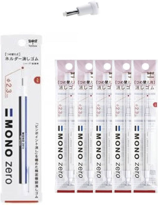 Borrador Tombow Mono Zero (1 bolígrafo borrador y 10 recambios, punta redonda de 2,3 mm)