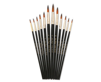 ZHU TING 12 PZ / Set Pinceles de acuarela de cabello de nailon Pincel de gouache pintado para niños (puntas de varilla negra) KEEPLIVINGFASTER