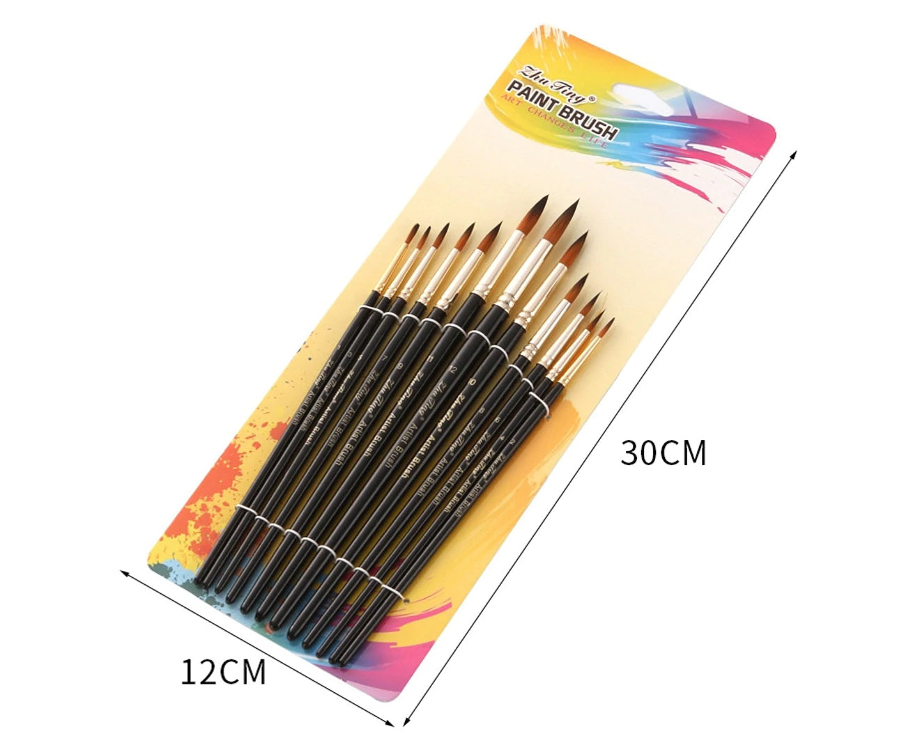 ZHU TING 12 PZ / Set Pinceles de acuarela de cabello de nailon Pincel de gouache pintado para niños (puntas de varilla negra) KEEPLIVINGFASTER