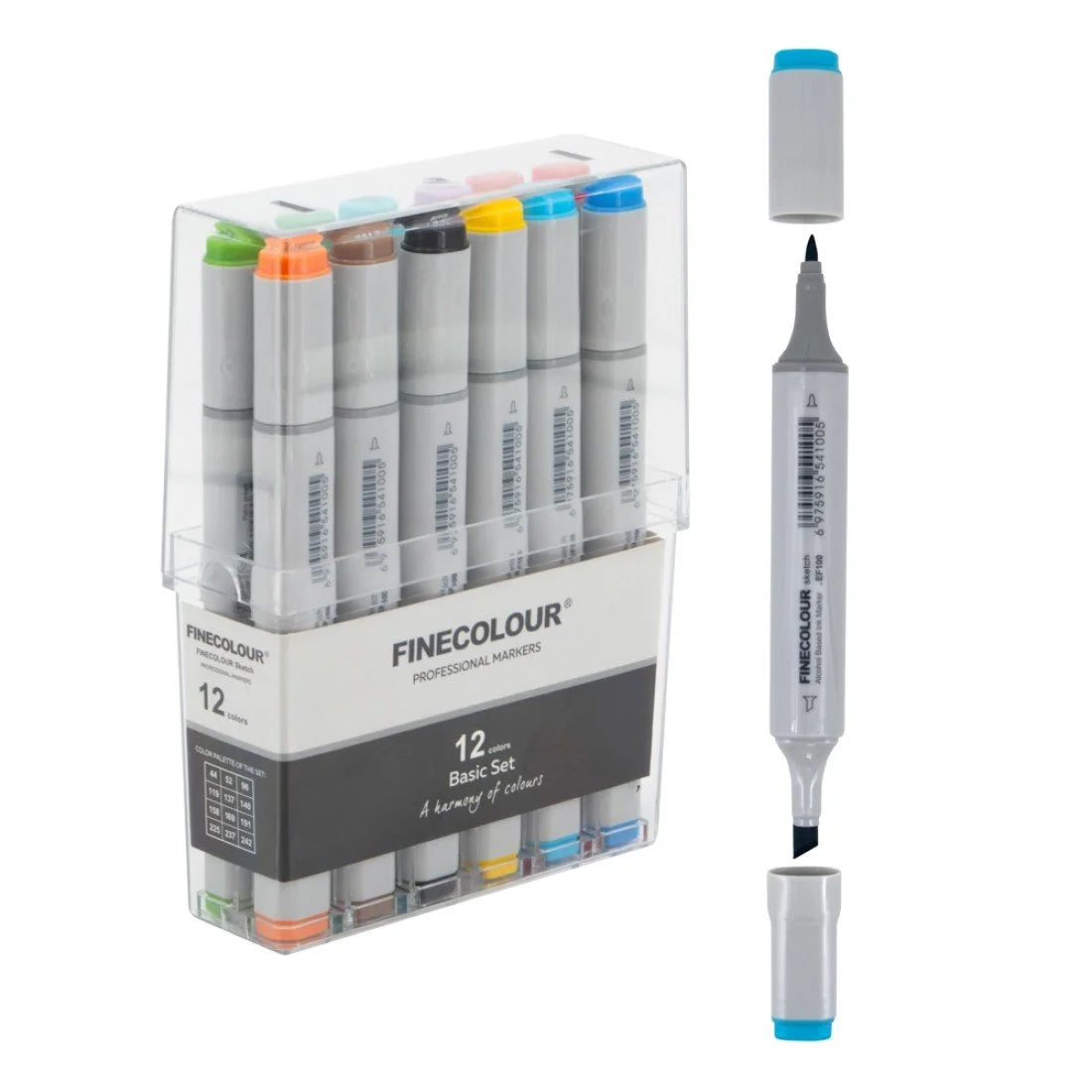 FINECOLOUR MARCADORES A BASE DE ALCOHOL EN ESTUCHE 12 COLORES