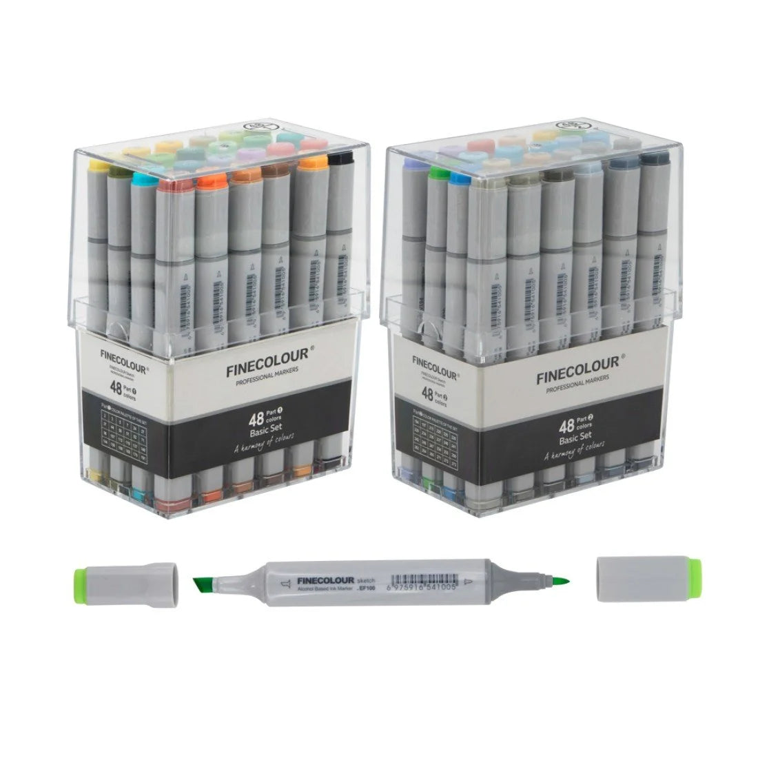 FINECOLOUR MARCADORES A BASE DE ALCOHOL EN ESTUCHE 48 COLORES
