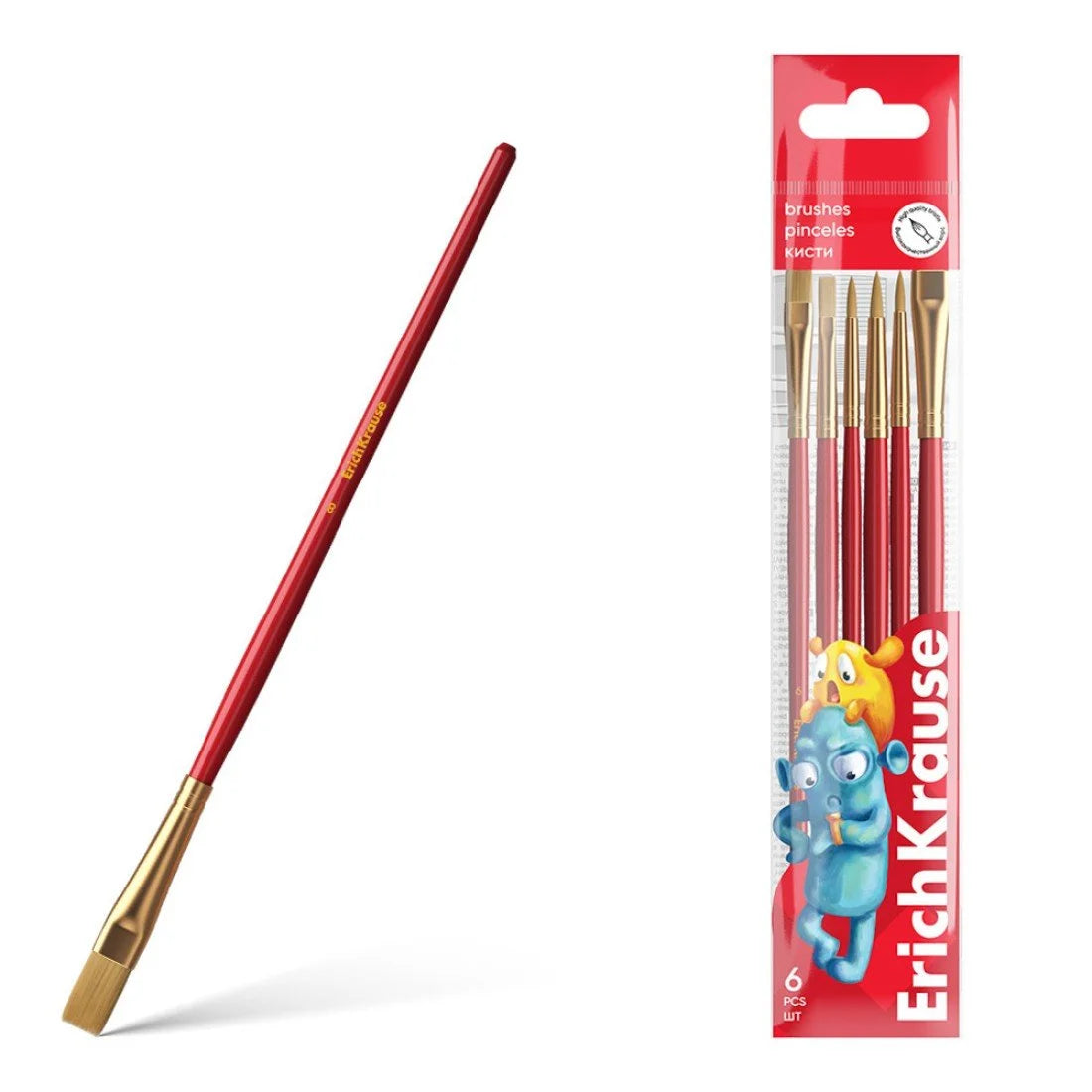 ErichKrause - Pinceles para puntas de acuarela y gouache, sintéticos, 6 piezas - pelo sintético