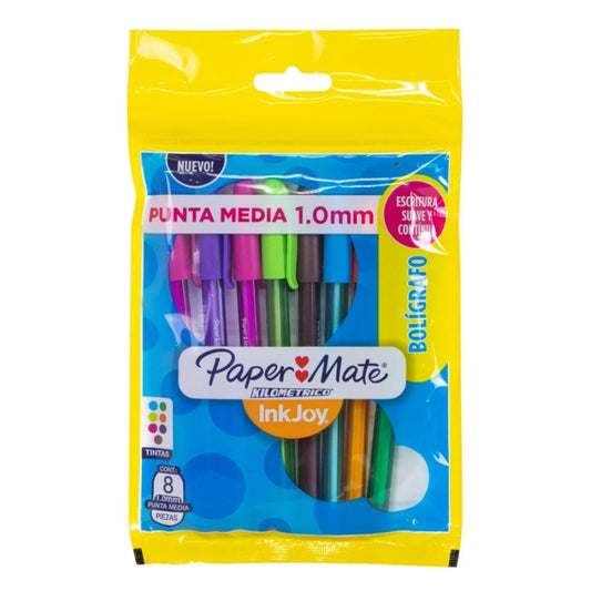 Bolígrafo Paper Mate Kilométrico 100 set de 8 colores