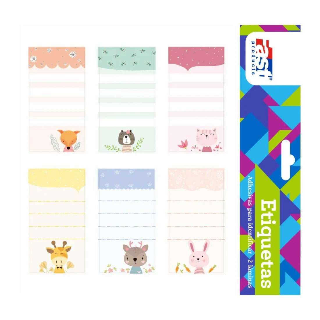 Etiquetas para Cuaderno Fast BX2 Animalitos (6x24)