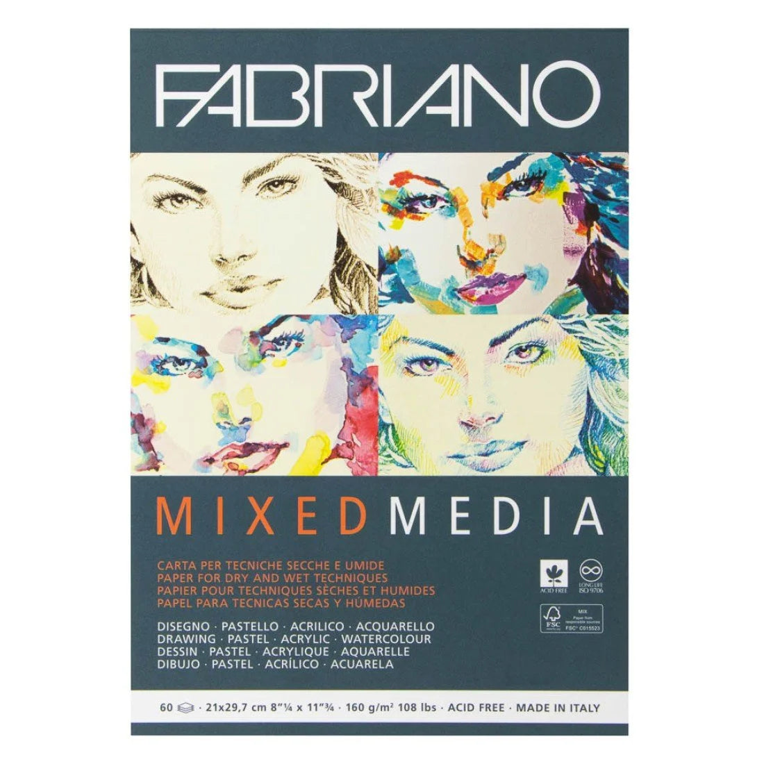 FABRIANO - BLOCK MIX MEDIA  60H 160G 21X29.7CM