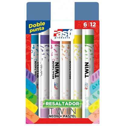 FAST - RESALTADOR DOBLE PUNTA NEON PASTEL 6