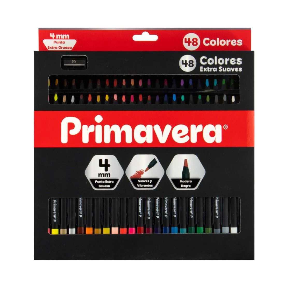 Primavera - Crayón de Madera 48 Colores - Negro