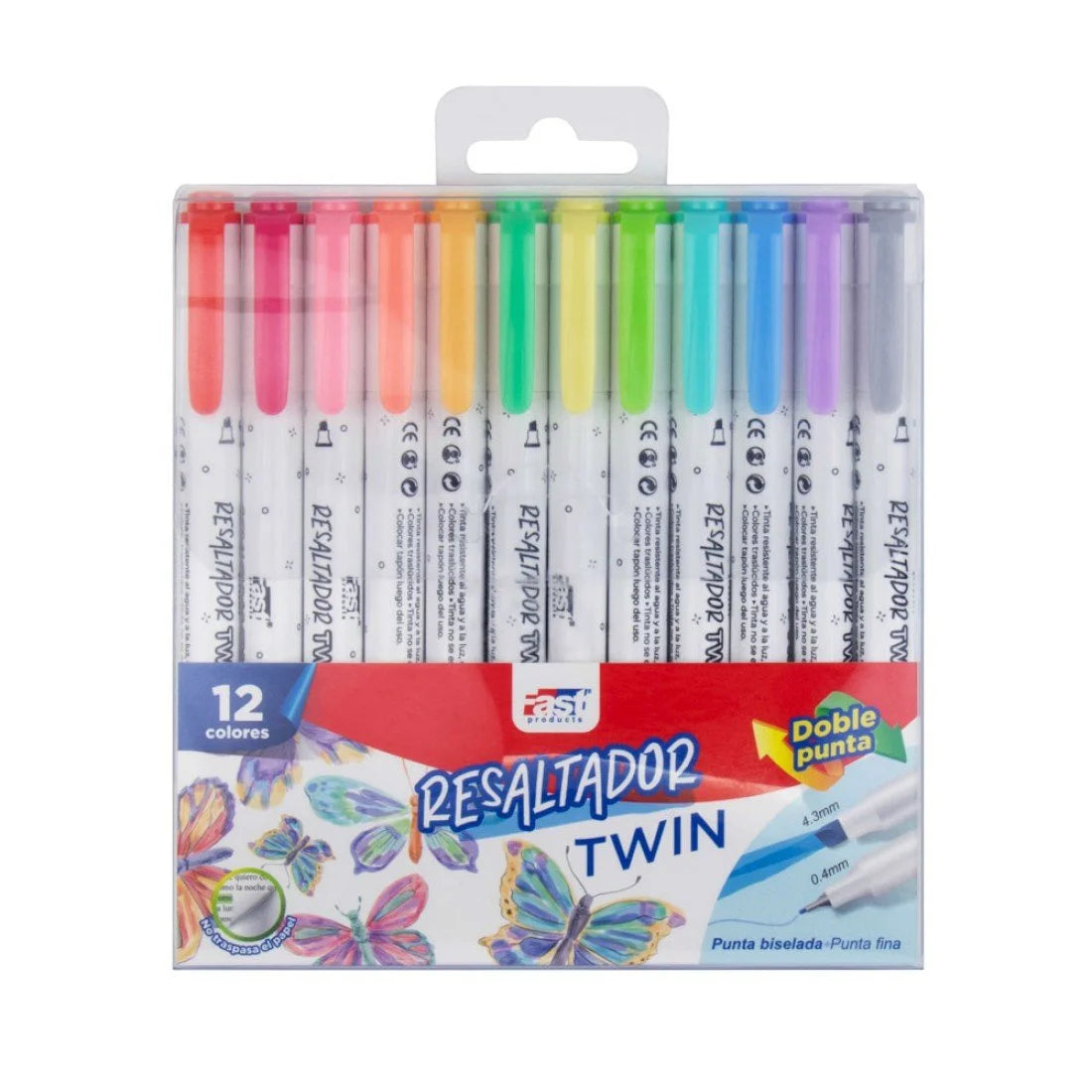 FAST - RESALTADOR EN ESTUCHE TWIN BISELADO FINO 12 COL