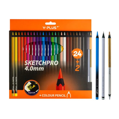 Crayón de Madera Sketchpro 4 mm 24 Colores + 2