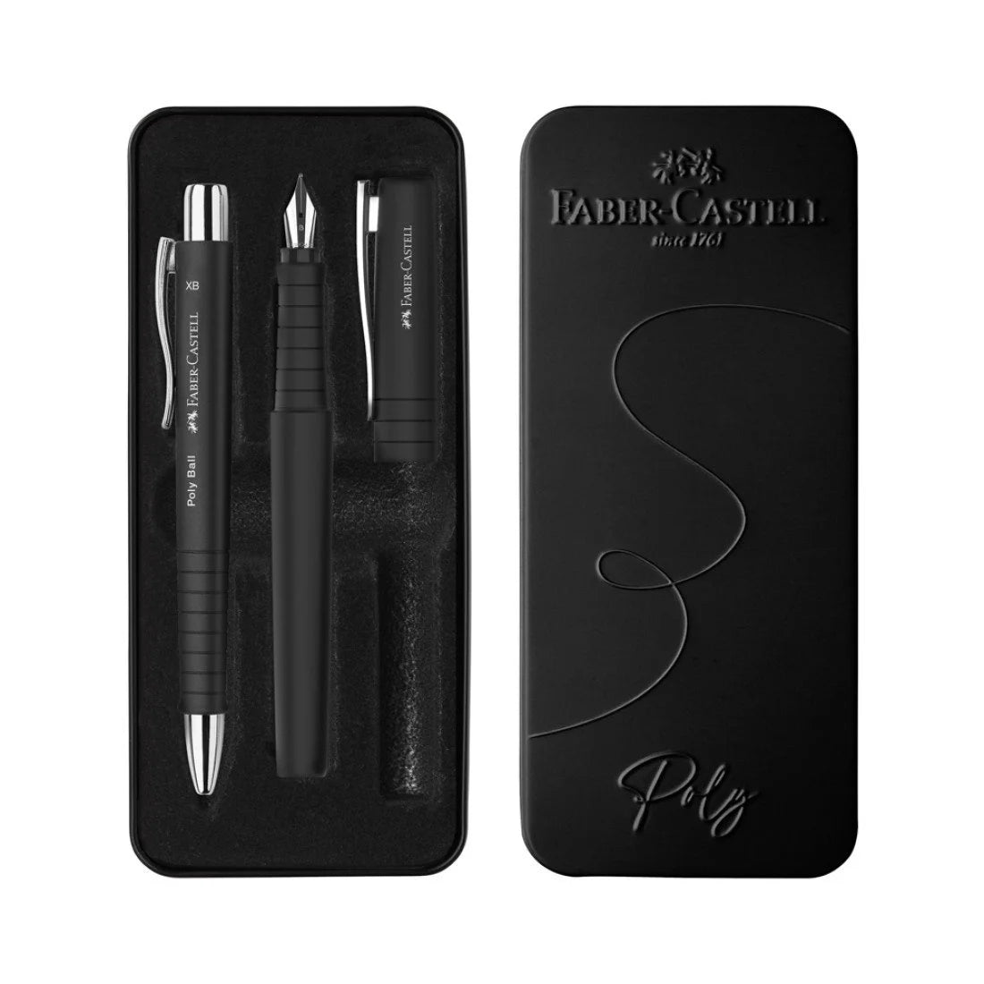 FABER-CASTELL Poly Pen - Juego de bolígrafo y pluma estilográfica, color negro