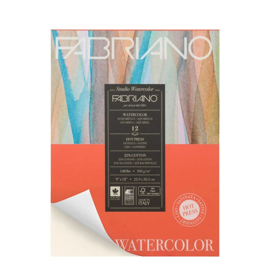 Block Acuarela Fabriano 12H 300G Satin 9x12"
