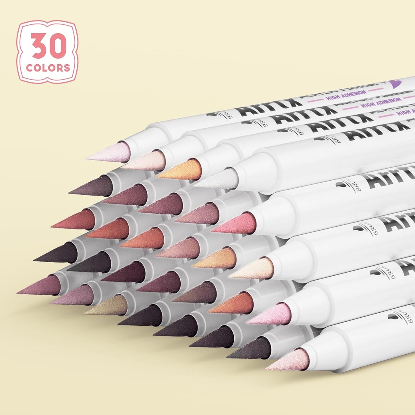 Arrtx Bolígrafos de pintura acrílica de 30 colores de piel, marcadores de pintura para artistas y adultos, punta de pincel para colorear para pintura roca, madera, lienzo, manualidades, manualidades
