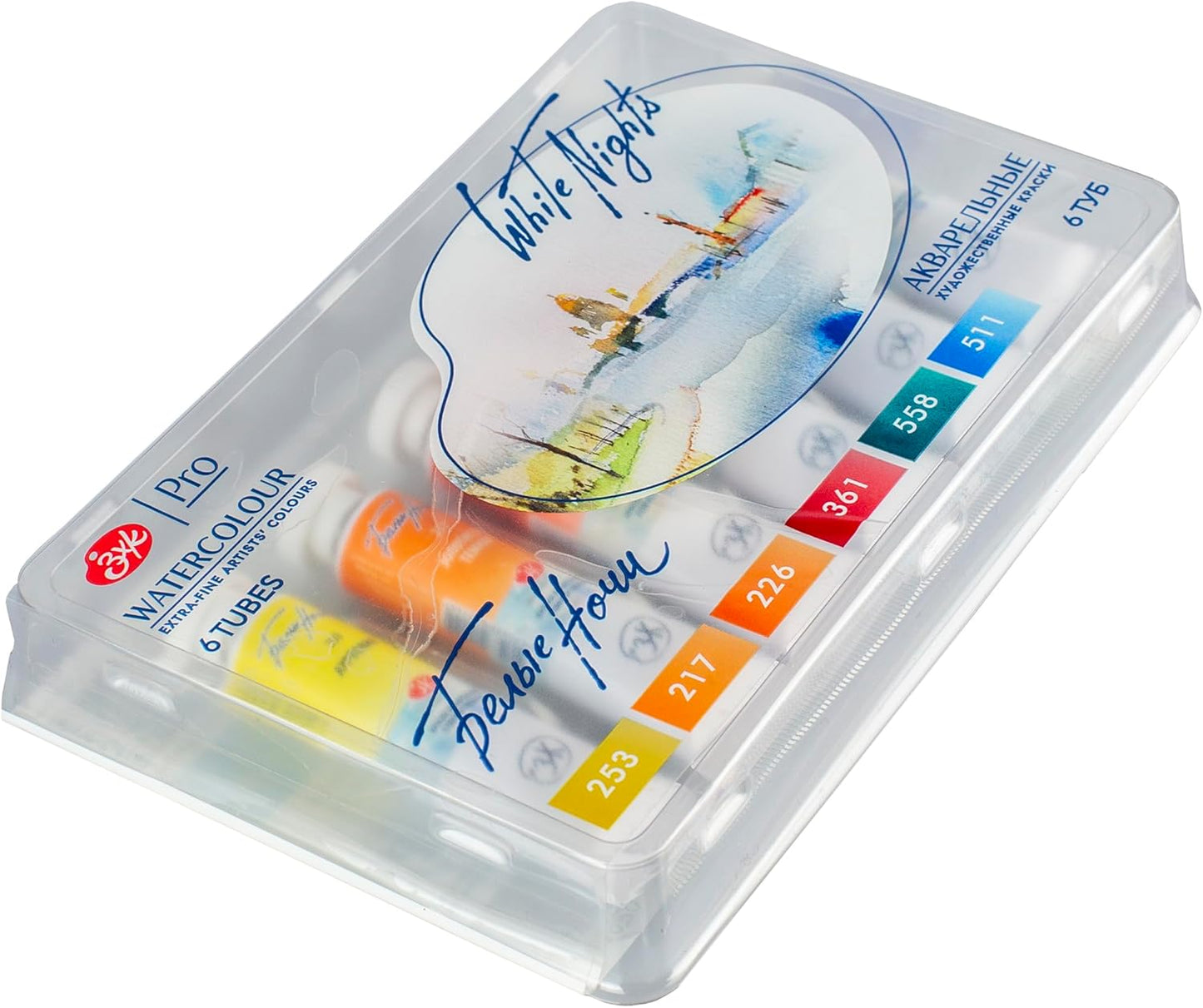 White Nights Nevskaya Palitra - Juego de acuarelas profesionales de grado extra fino para artistas, 6 x 0.3 fl oz en plástico Correx (conjunto de paleta de otoño)