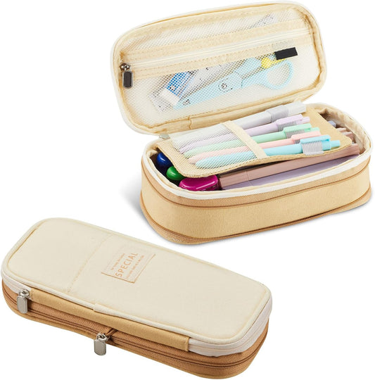 Estuche para lápices de gran capacidad con cremallera, portátil, estética, de gran capacidad, para lápices, oficina, viajes, papelería, bolsa de maquillaje, organizador