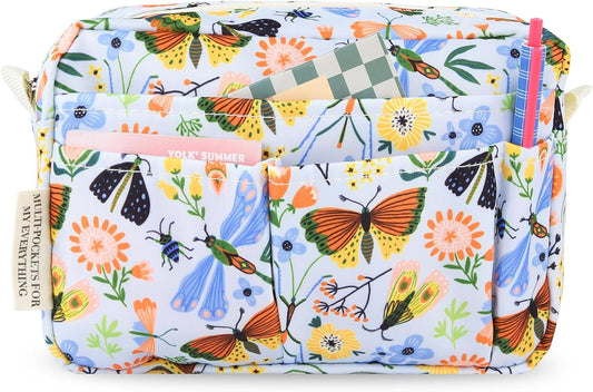 Organizador multifuncional para cartera, bolsa de viaje impermeable con cremallera, estuche de almacenamiento de suministros de diario para cuadernos, maquillaje, suministros de oficina.