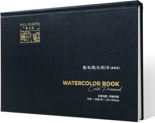 Paul Rubens Bloque de acuarela, alta absorción, calidad de artista, cuaderno de bocetos de acuarela prensado en frío, 100% algodón, 140 libras (300 gsm) tamaño 7.87 x 5.43 pulgadas para principiantes