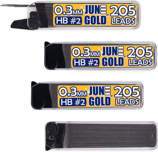 June Gold 820 unidades, 1/64 pulgadas (0.3 mm) HB # 2 repuestos de mina , 205 piezas por tubo, grosor extrafino, mina resistente a la rotura, grafito (paquete de 4 dispensadores)
