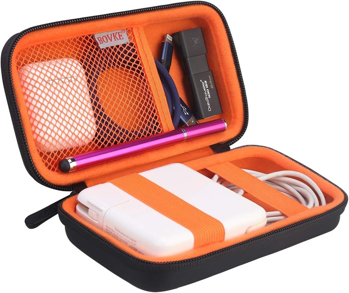 Funda rígida de viaje de poliuretano para MacBook Air Pro, adaptador de corriente Apple MagSafe 2 USB-C Charger, espacio adicional para concentrador USB C, concentrador tipo C, adaptador