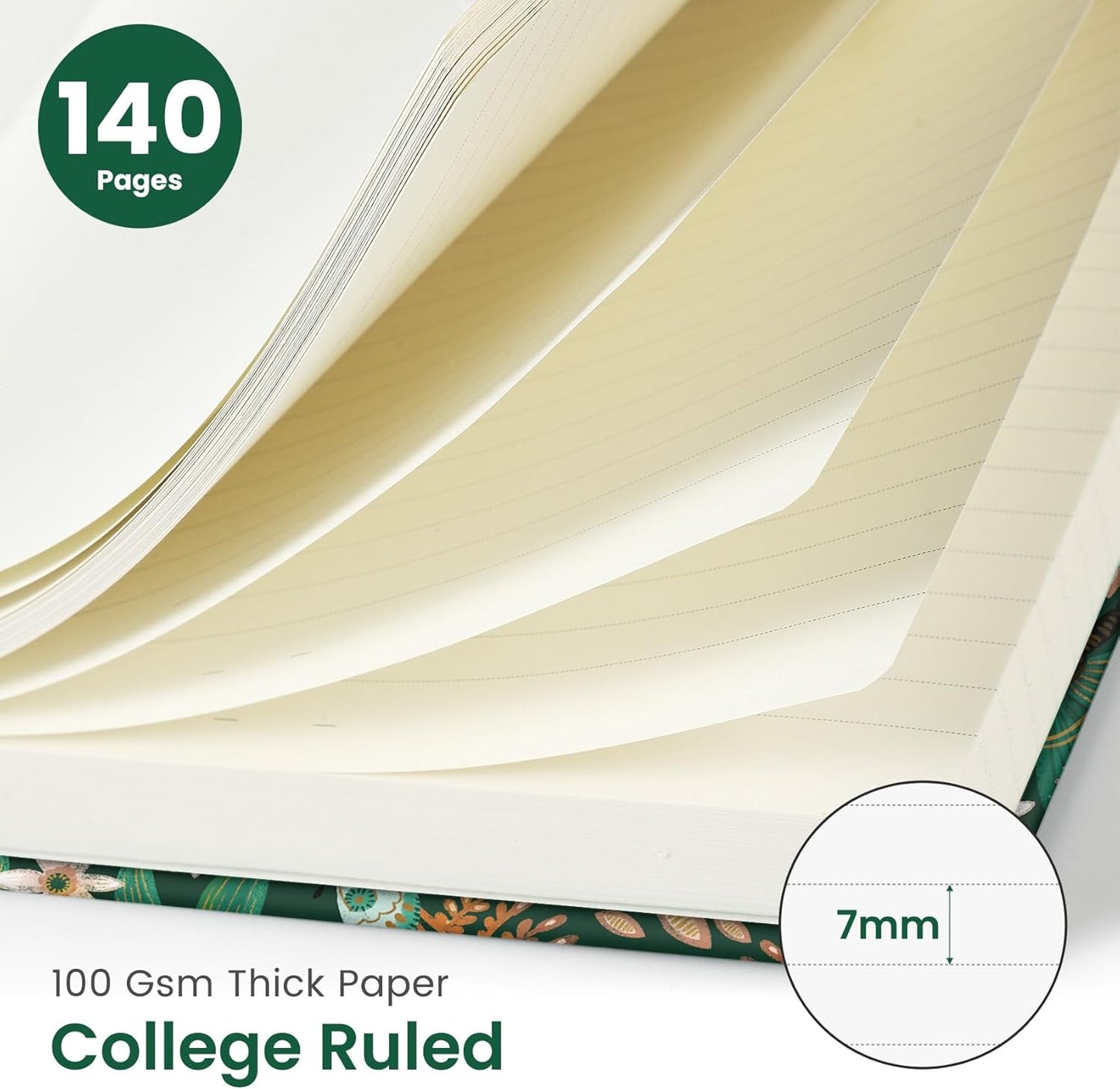 Cuaderno rayado en espiral para mujer, lindo cuaderno A5 de tapa dura con rayas universitarias para trabajo y toma de notas, diario estético bonito para escribir, 140 páginas, mariposa
