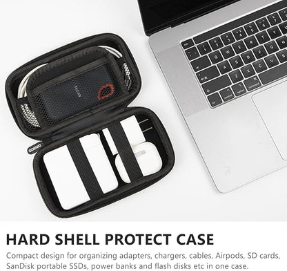 Ginsco Funda de protección rígida para accesorios electrónicos, bolsa organizadora para MacBook Air/Pro, cargadores y cables, banco de energía, para Sandisk portátil SSD, disco flash, tarjeta SD