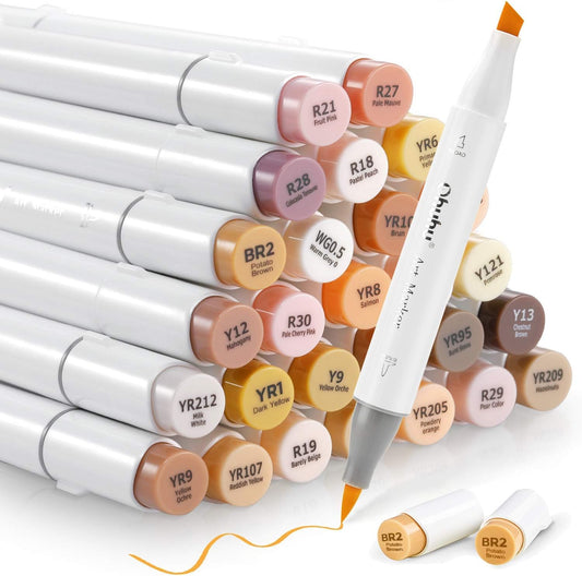 Ohuhu Marcadores de alcohol punta de pincel para tono de piel, juego de marcadores artísticos de color de piel para artistas adultos, ilustración para colorear, 36 colores de retrato, tinta KEEPLIVINGFASTER