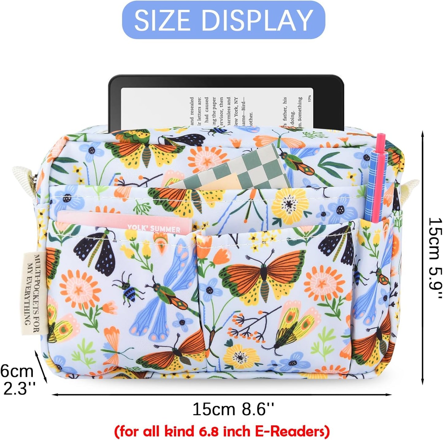 Organizador multifuncional para cartera, bolsa de viaje impermeable con cremallera, estuche de almacenamiento de suministros de diario para cuadernos, maquillaje, suministros de oficina.