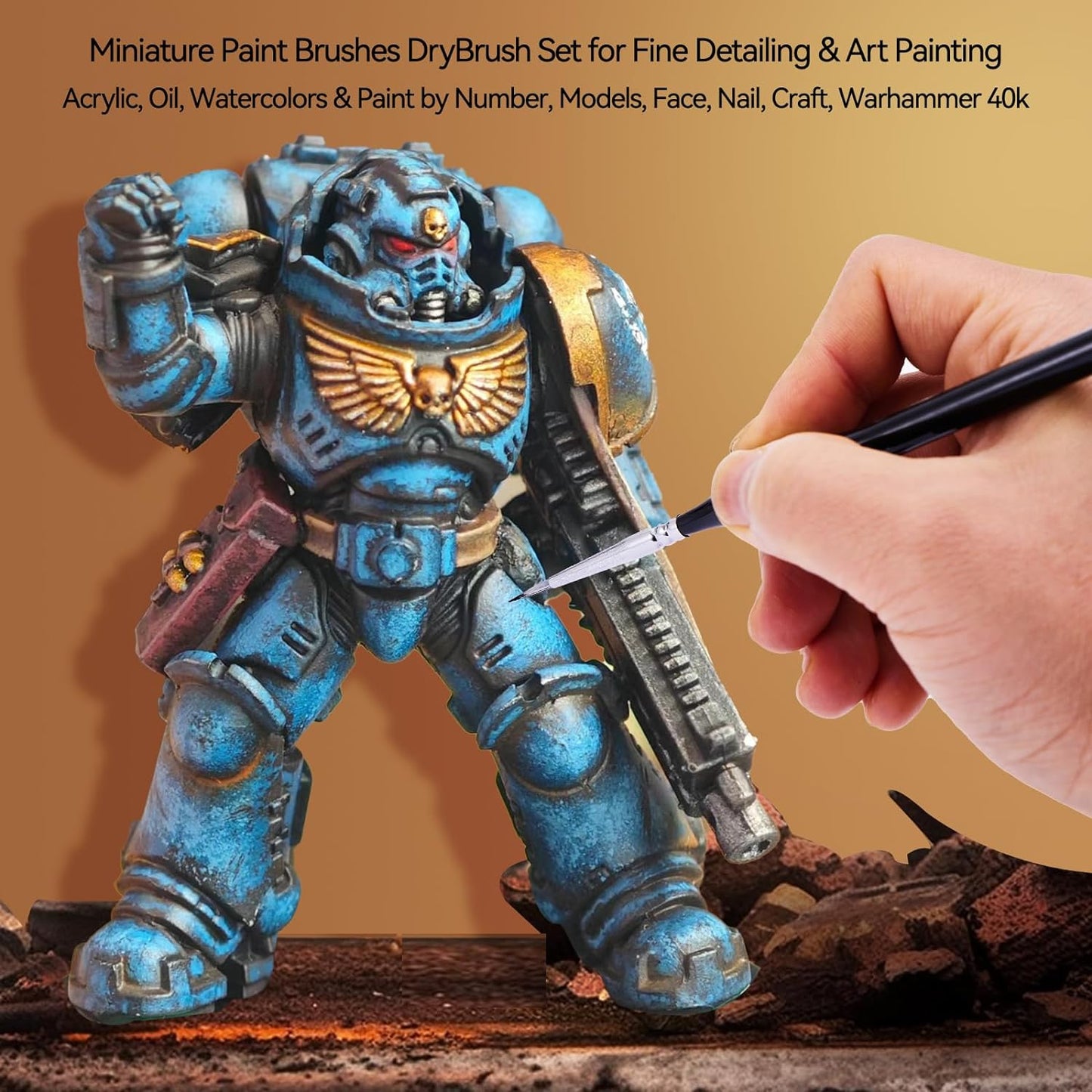 Pinceles de pintura en miniatura, cepillo seco, juego de pinceles de pintura de detalles de 12 tamaños, pinceles de pintura acrílica para óleo, acuarelas, mesa, ciudadela, estatuilla