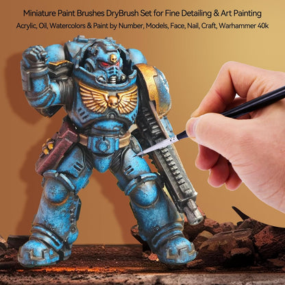 Pinceles de pintura en miniatura, cepillo seco, juego de pinceles de pintura de detalles de 12 tamaños, pinceles de pintura acrílica para óleo, acuarelas, mesa, ciudadela, estatuilla