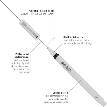 Winsor & Newton Fineliner - Juego de 5 bolígrafos de punta fina, surtidos, color negro