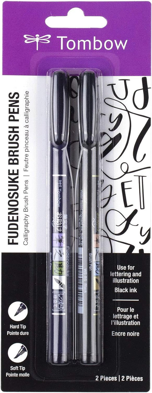 Pincel Fudenosuke , 2 unidades. Pinceles Fudenosuke de punta blanda y dura para caligrafía y dibujos artísticos ""0 1- Pack Edición Limitada 2021 Tombow