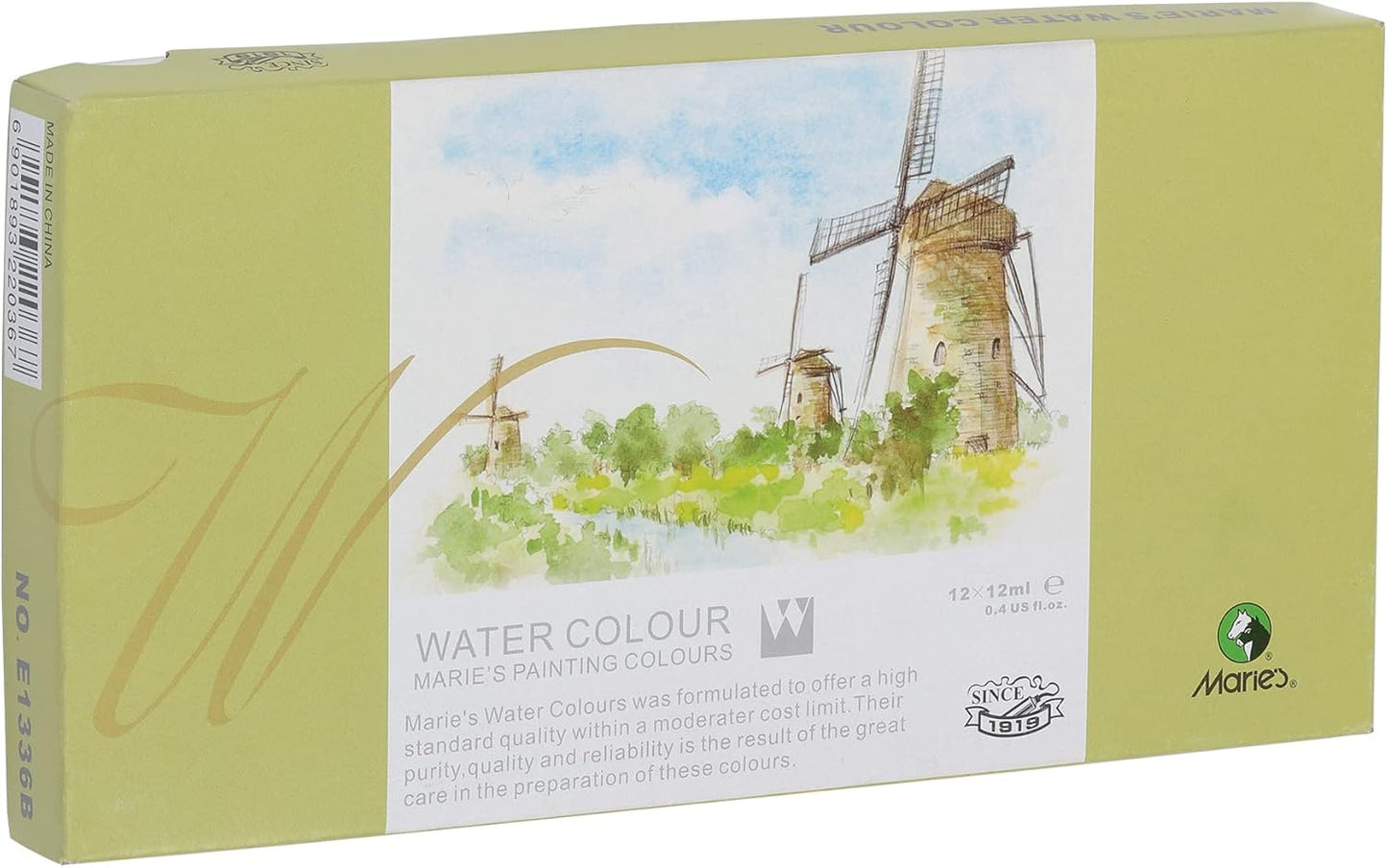 Marie's Juego de 12 pinturas de acuarela extrafinas para artistas, alto pigmento y concentración, 0.4 onzas líquidas, para artistas, estudiantes, profesores, profesionales y más