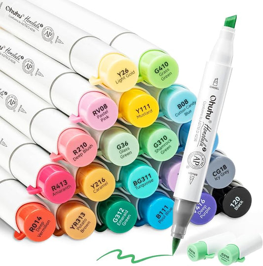 RESERVA - Ohuhu Marcadores de alcohol pincel y cincel 24 colores para colorear